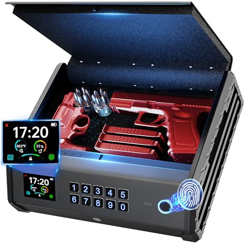 Soliles Biometric Gun Safe with LCD Display, Fingerprint Pistol Safe