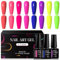 MEET ACROSS 8 Farben Neon Gel Nagellack Set UV Nagellack Neon Pink Blau Gelb Orange Lila Gel Nail Art Set für DIY Salon Geschenke für Frauen