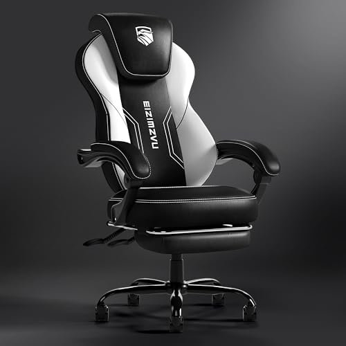 EIZIMZVU Ergonomic Home Office Chair with Adjustable Headrest, 5 Thick Cushion, High Back Swivel Desk Chair, Multiple Materials & Colors Computer Chair (High-back, 2274-PU-White)