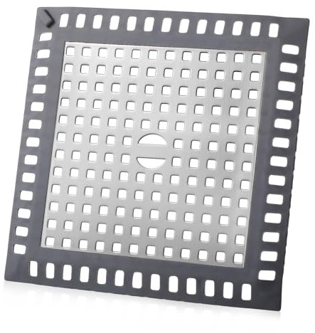 Yuanchu Quadrat Abflussschutz, Edelstahl Abflussgitter Abflusssieb Dusche Haarsieb Waschbecken Sieb Sieb für Spülbecken 12 x 12 cm Silber Abflussabdeckung für Badezimmer Küche