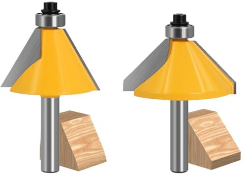 GLRYD Lot de 2 fraises à chanfreiner de 8 mm - 30 ° + 45 ° - En métal dur - Fraise à chanfreiner - Pour le travail du bois - Avec onglets précis