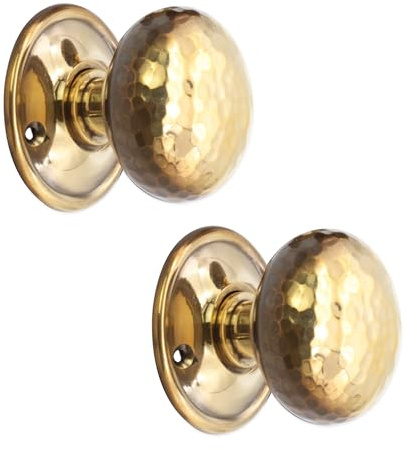 Infinity Decor Lot de poignées de porte rondes vintage en laiton vieilli martelé à mortaise 50 mm – Idéal pour une utilisation intérieure et extérieure