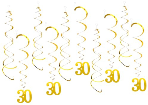 20 Stück 30 Geburtstag Deko Gold Spiralen Girlande Hängedeko, Deko 30 Geburtstag Männer Frau Party Deko, Wirbel Geburtstagsdeko Mann für Geburtstagsfeier
