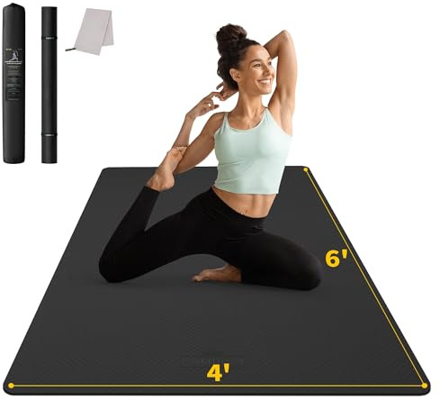 CAMBIVO XXL Yogamatte 183x122 cm, 6/8/10/12mm Dicke rutschfeste Sportmatte | extra breite Fitnessmatte aus TPE, Gymnastikmatte mit Tragetasche, gepolstert gelenkschonend für Yoga, Pilates, Workout, Gym