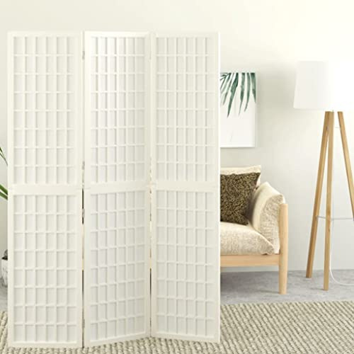 Paravent Sichtschutz Für Außenbereich,3-TLG. Paravent Japanischer Stil Faltbar 120x170 cm Weiß,Raumtrenner für Büro,Wohnzimmer,Schlafzimmer