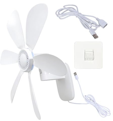 Ventilador USB de montaje en pared con cable de alimentación, ángulos manuales para baño, caravanas, habitaciones pequeñas, ventilador montado en la pared