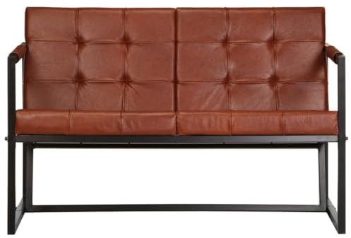 pokgdf Braunes Ledersofa mit Vintage-Atmosphäre und Stabiles Sofa mit Stahlgestell als Zweisitzer Ledersofa für gemütliches Wohnzimmer in echtem Ziegenleder