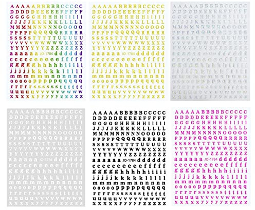 Generic 6 Sheets 3D Holographic Letters Nail Stickers Colorful Word for Women Girls