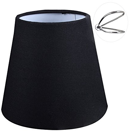 Eastlion Lampenschirm 5.5/Ø14cm Clip-On Lampenschirm for Flachs Kerze Kronleuchter Wandleuchte Pendelleuchte Tischlampe,Schwarz