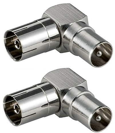 2 Stück KOAX Winkeladapter Buchse > Stecker 90° Kupplung Antennen Verbinder TV SAT
