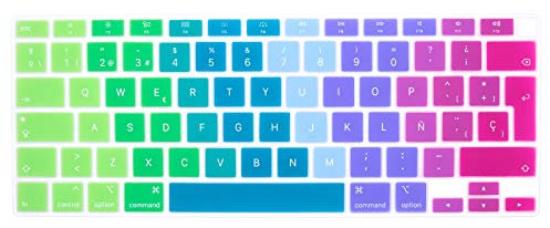 MMDW Spanish Language ESP Keyboard Cover A2179 Silicone Protective Skin Keyboard Protector for MacBook Air 13 inch with Touch ID A2337 M1 Chip European Layout(2020 Release),Rainbow