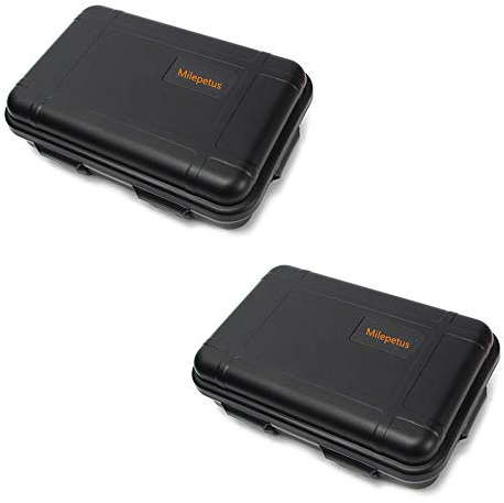 Milepetus 2pcs Large Outdoor Shockproof Waterproof Boxes Survival Airtight Case Plastic Survival Box Container Storage Case (Black, Large)