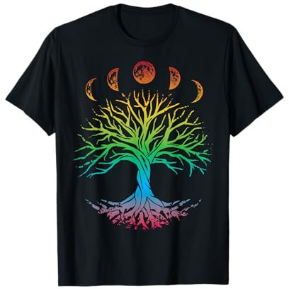 Moon Phase Tshirt Albero della Vita Spirituale Yoga Maglietta