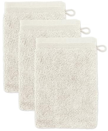 Möve Superwuschel Waschhandschuh 15 x 20 cm aus 100% Baumwolle, Nature 3er Set