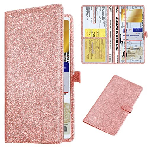 Car Registration & Insurance Card Holder：Auto Glove Box Organizer Document Wallet Leather Manual Folder Vehicle Compartment License Case Truck Accessories for Women Men