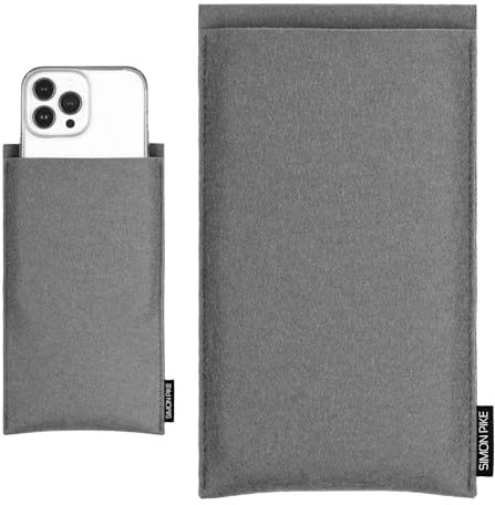 SimonPike Handyhülle passend für Apple iPhone 17 Pro |16 Pro | 15 Pro | 14 Pro | 13 Pro (Gr. G) | Boston elefantengrau Filztasche aus Wollfilz Handy/Smartphone Tasche