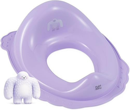 Hylat Baby Toilettensitz Kinder hilfreich beim Toilettentraining, für Mädchen und Jungen, solides Material, Antirutsch Gummi, Farbe:Lila, Motiv:Yeti, Marke:Hylat Baby