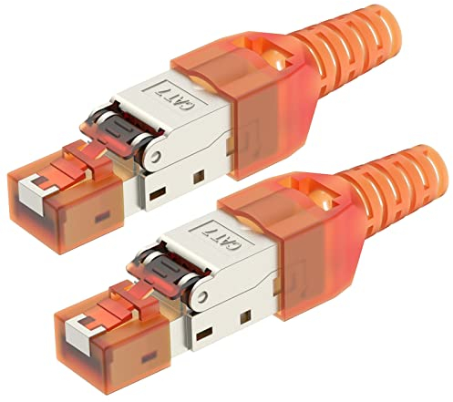 LEENUE CAT7 RJ45 Connector Tool-Free, Zinc Alloy Shielded Toolless Ethernet Plug for CAT7/6A Ethernet Cable, Support PoE, Up to 10 Gbps, 600 Mhz, 2 Pack
