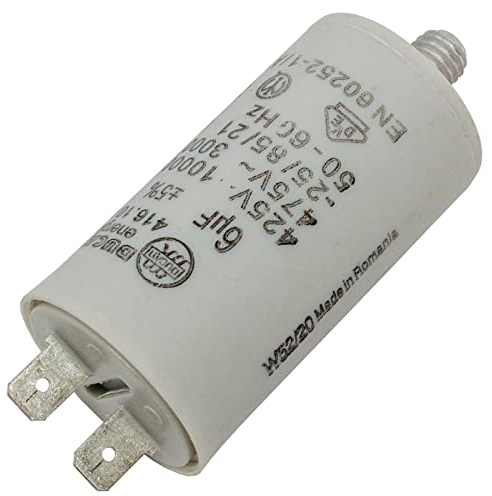 Lumonic Condensateur de démarrage 416.10.82 B [incl. fiche 6,3x0,8mm] | Condensateur moteur 6µF 400V 30x56mm I Condensateur dans boîtier plastique iso