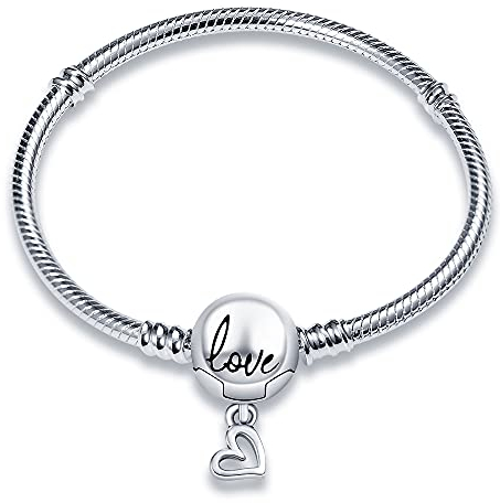 Damen Armband 925 Sterling Silber, Armbänder mit Herz Verschluss Moments Schlangen Gliederarmband Armkette Valentinstag Muttertag Geburtstags Weihnachten Geschenk für Frauen Freundin Mama