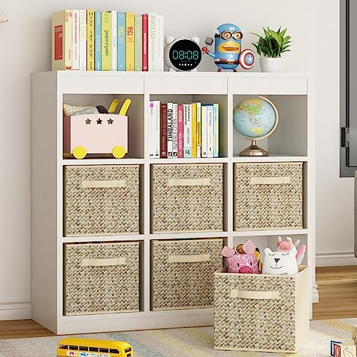 Wisdom Star 6 Pack Fabric Storage Cubes with Handle, Foldable 13x13 Inch Large Cube Storage Bins for Organizing Closet Bins