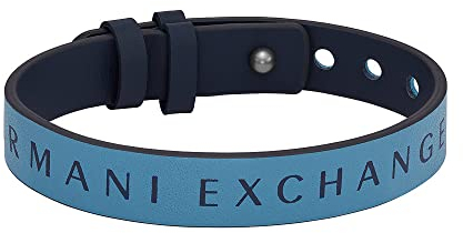 Armani Exchange Armband Für Männer, Länge: 250mm, Breite: 13mm Blaues Lederarmband, AXG0106040