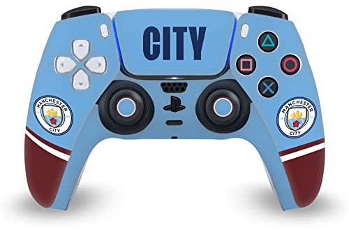 Head Case Designs sous Licence Officielle Manchester City Man City FC Kit Domicile 2022/23 Art du Logo Vinyle Plaque Frontale Autocollant De Jeu Peau Compatible avec Sony PS5 DualSense Controller