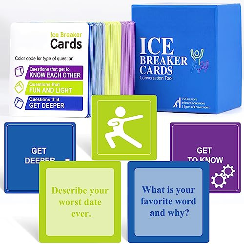 chiazllta 75 Verbindungskarten Icebreaker Questions Trust Building Games Team Building Aktivitäten Gesprächsstarter für Meetings und Arbeitsplatz (87 Karten)