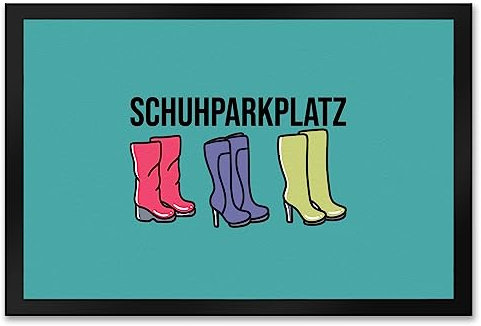 speecheese Schuhparkplatz Fußmatte XXL in 50x75 cm in grün mit Schuhmotiv für Frauen EIN bunter Türvorleger für deinen Eingangsbereich High Heels Fußabtreter Stiefel Türmatte Schuhe