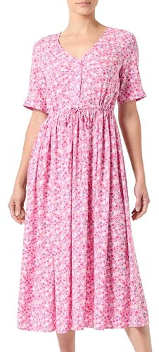 PIECES PCTALA SS String TIE MIDI Dress Noos BC Robe mi-Longue, Rose Vif/AOP : Fleurs Multiples, XS Femme