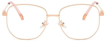 NEWADA Oversized Metal Frame Reading Glasses Women Men, Blue Light Blocking Computer Reader, Anti Filter UV Ray/Glare glasses (Color : Rose Gold, Size : +0.50)