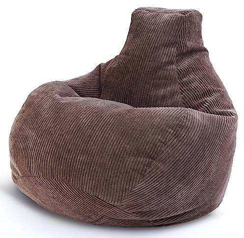 Green Bean® Sitzsack mit Rückenlehne 80x80x90cm - Gaming Chair mit 230L Füllung Cordstoff - Bean Bag Bodenkissen Lounge Sitzhocker Relax-Sessel Gamer Gamingstuhl Dunkelgrau