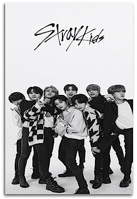 Schwarz-weißes SKZ-Poster Stray Kids Kpop Poster Koreanische Pop-Gruppe Poster