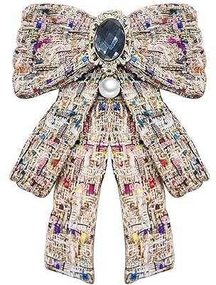 Broche élégante pré-nouée en ruban avec nœud et perles et strass pour femme, fille, fille, maman, sœur, Noël, anniversaire, Ruban, Zircon cubique