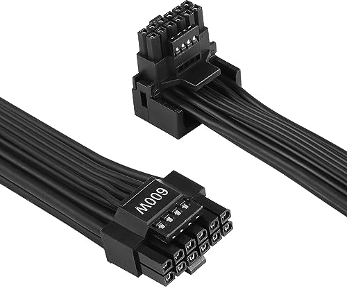 CERRXIAN 2.3FT ATX3.0 12VHPWR 90 Degree Power Cable,PCI-e 5.0 12VHPWR ATX3.0 600W 16 Pin Up Angled Male to Male High Current Power Cable,for Nvidia 4000 series and RTX 3000 FE GPU (Type A)