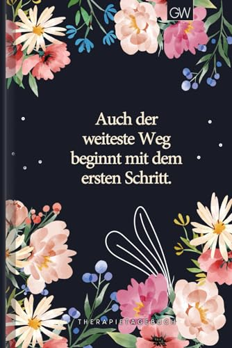 Therapietagebuch: Für Patienten zum Ausfüllen bei Verhaltenstherapie und Tiefenpsychologie | Motiv: Dark Floral