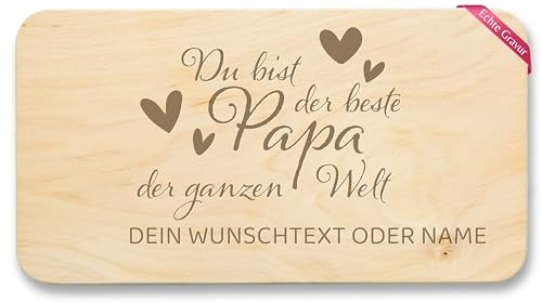 Frühstücksbrettchen Holz Natur - Du bist der beste Papa der Welt I Geschenk mit Namen I Weihnachten Geschenke Väter - 22x12 - Holz - vatertagsgeschenk brettchen vatertag brett papas vater