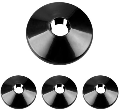Tabanzhe Radiator Pipe Covers - 4 Pcs Black Plastic Collars for 15mm Pipe, Wall Tube Diameter, and Towel Rail Radiators