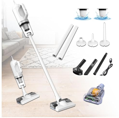 Balai Vapeur Sans Fil 5 en 1 Compact - Léger, 35Min Autonomie, Aspirateur Laveur Vapeur Pour Voiture, Maison, Bureaux, Poils D'animaux