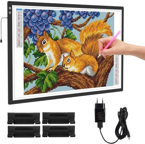 TOHETO Wiederaufladbare A1 Leuchttisch, 6000mAh große LED Leuchttafel für Diamantmalerei, Leuchtplatte mit Akku, Kabellos Light Pad Lichtpad, Leuchtkasten zum Nachzeichnen und Zeichnen, Skizzieren
