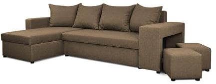 Generisch Möbel NAWSTOL - Ecksofa mit Schlaffunktion 205x130 cm - Eckcouch mit Bettkasten - Sofa Wohnlandschaft L Form (Linke oder RECHTE) (Hellbraun, Ecksofa Links)