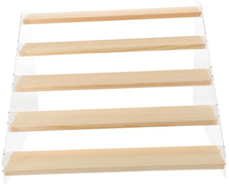 Alipis Wooden Riser Display Stand 5 Tier Desktop Display Rack for Toys Figurines Collections Rustic Toy Showcase Stand 30cm High