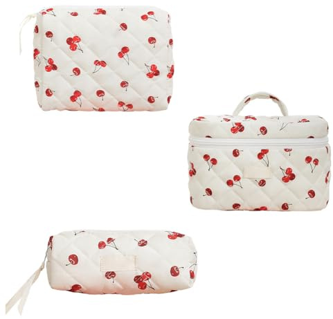 Curtainboro Gesteppte Make-up-Tasche, Kokette, Kosmetiktasche, großes Fassungsvermögen, Reise-Kosmetiktaschen-Set, Bedruckte Make-up-Tasche, große Kapazität, tragbarer Kulturbeutel, Organizer für