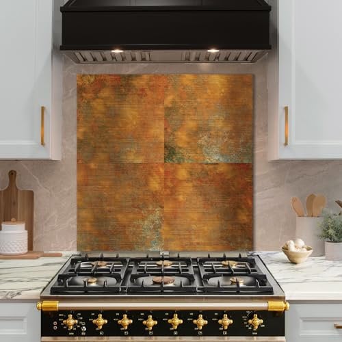 funlife Rusty Sunset Splashback - Gradient Blaze Effect Splashback for Modern Cookers (28.5x28.5cm, 1mm)