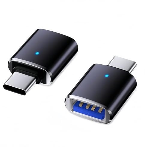 Qjin USB C to USB Adapter for Blue Yeti Microphone - Aluminum USB-C Male to USB-A Female Converter for MacBook Pro, Air, iPad & Galaxy Tab - 2 Pack