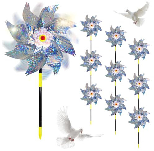 Windrad Vogelabwehr Taubenabwehr, 10 Stück Vogelabwehr Reflektierende Windrad, Vogelschreck Windräder Windrad GartenTaubenschreck to Protect Garten, Hof, Obstgarten