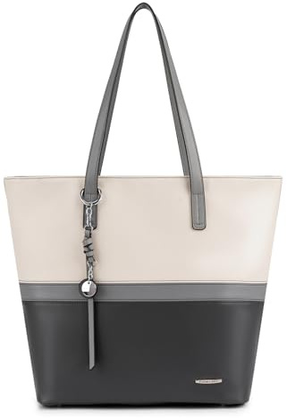 Pomelo Best Handtasche Damen Shopper Groß Damen Tasche für Büro Schule Einkauf Elefantengrau
