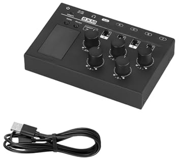 Fahoujs 4 Channel Stereo Sound Mixer Small Single Channel 6.35mm/3.5mm Replacement for Studio Recording Live Streaming Stereo/Mono Switchable Sound