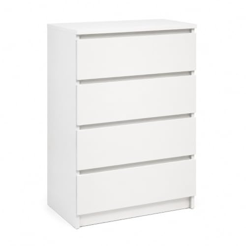 roe furniture Kommode mit 4 Schubladen, Komodenschrank 60 cm Breit | Schubladenschrank für Wohnzimmer, Schlafzimmer, Flur – Modern, Grifflose Front – 60x35x99 cm