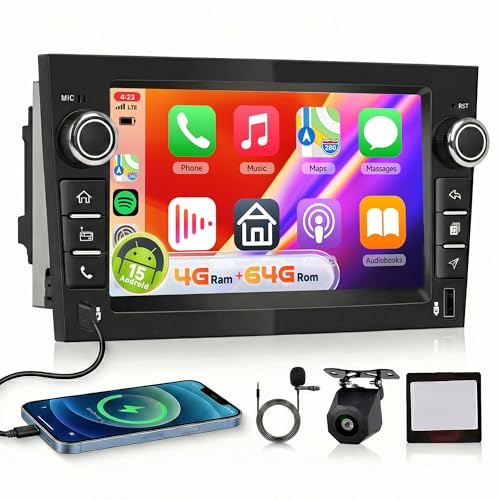 4G+64G Android 15 Car Stereo for Vauxhall Corsa Vivaro Astra Meriva 5GWiFi | Hodozzy 7 HD IPS Touchscreen Radio with Wireless Carplay Android Auto DSP GPS BT5.0 SWC Reverse Camera(Black)